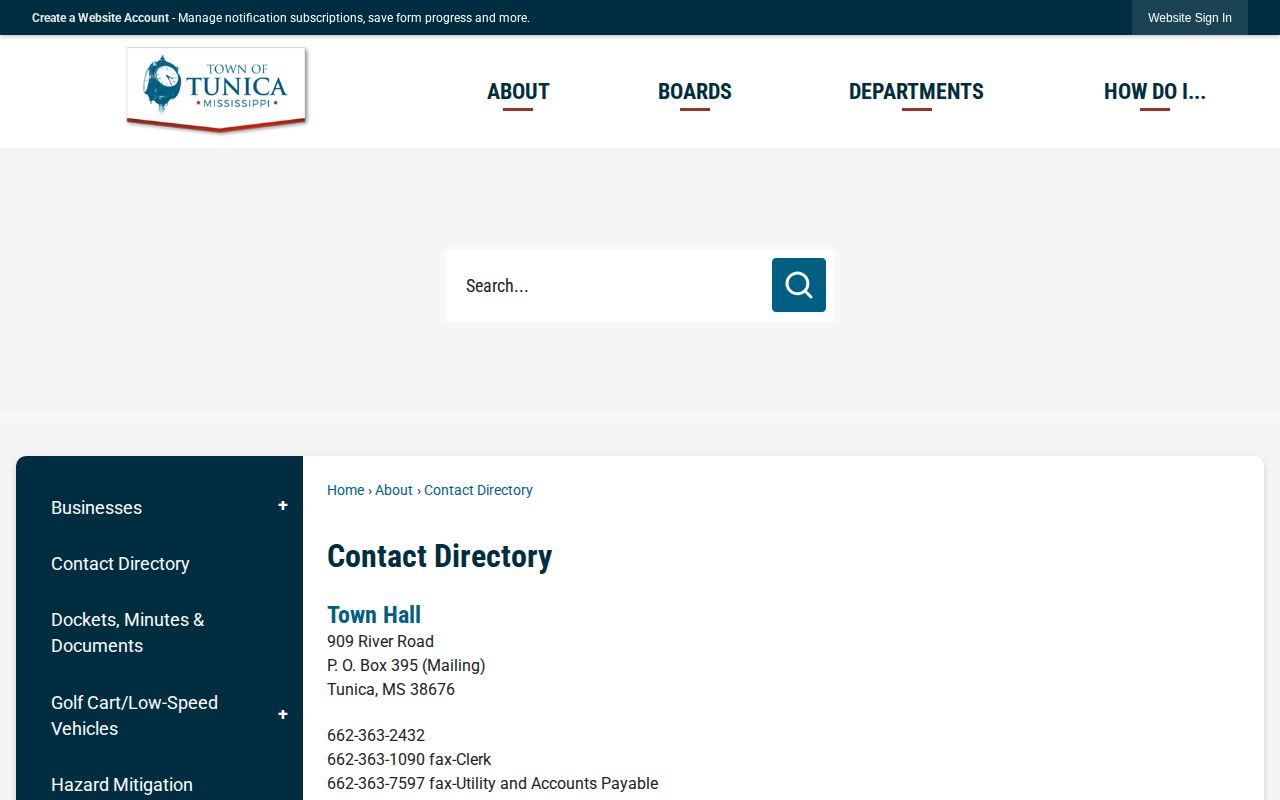 Tunica Police Department record and court contact information